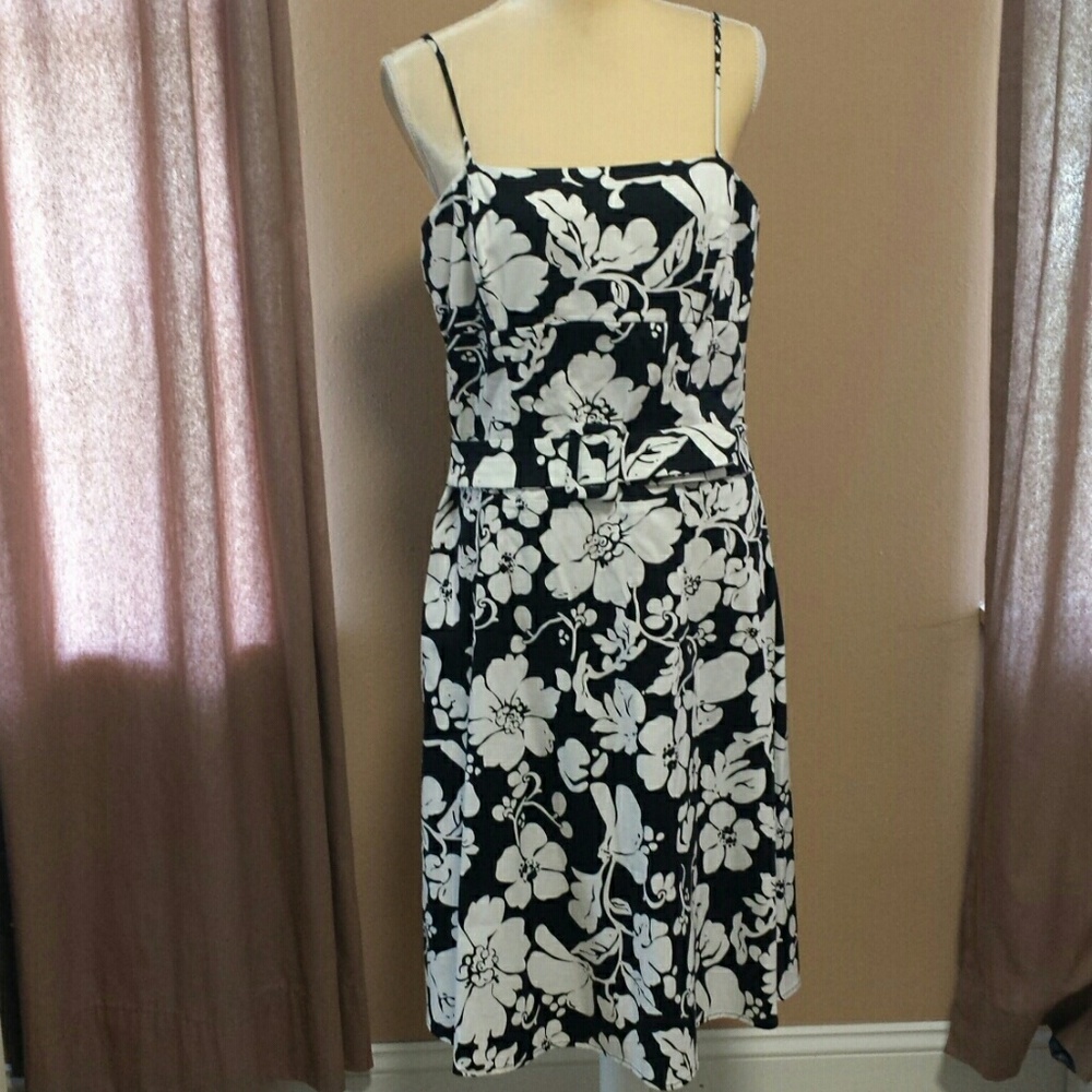 B. Smart Black and White Floral Dress